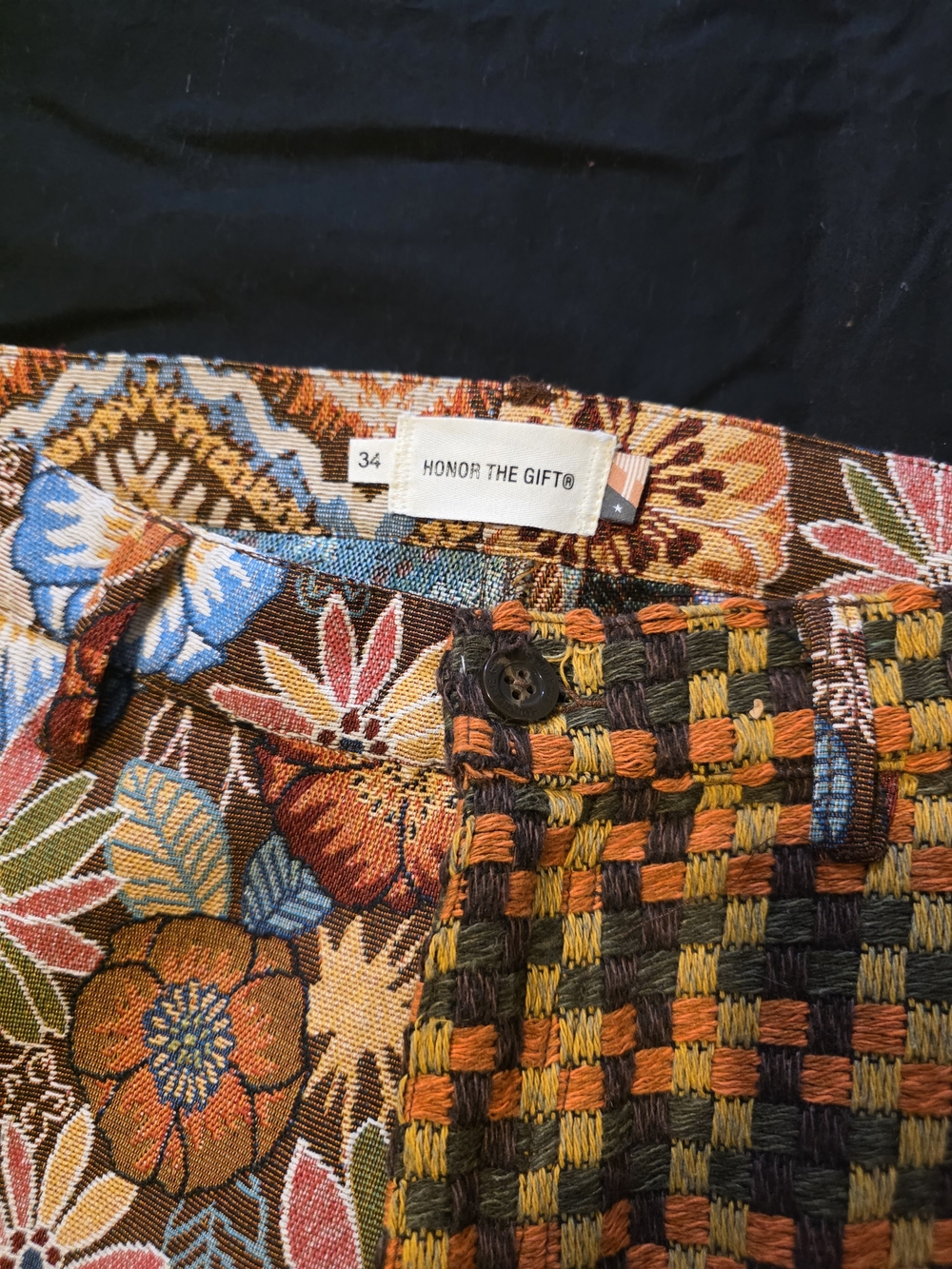 Honor The Gift Patchwork Floral & Geometric Pants Size 34/34 - Picture 3 of 6